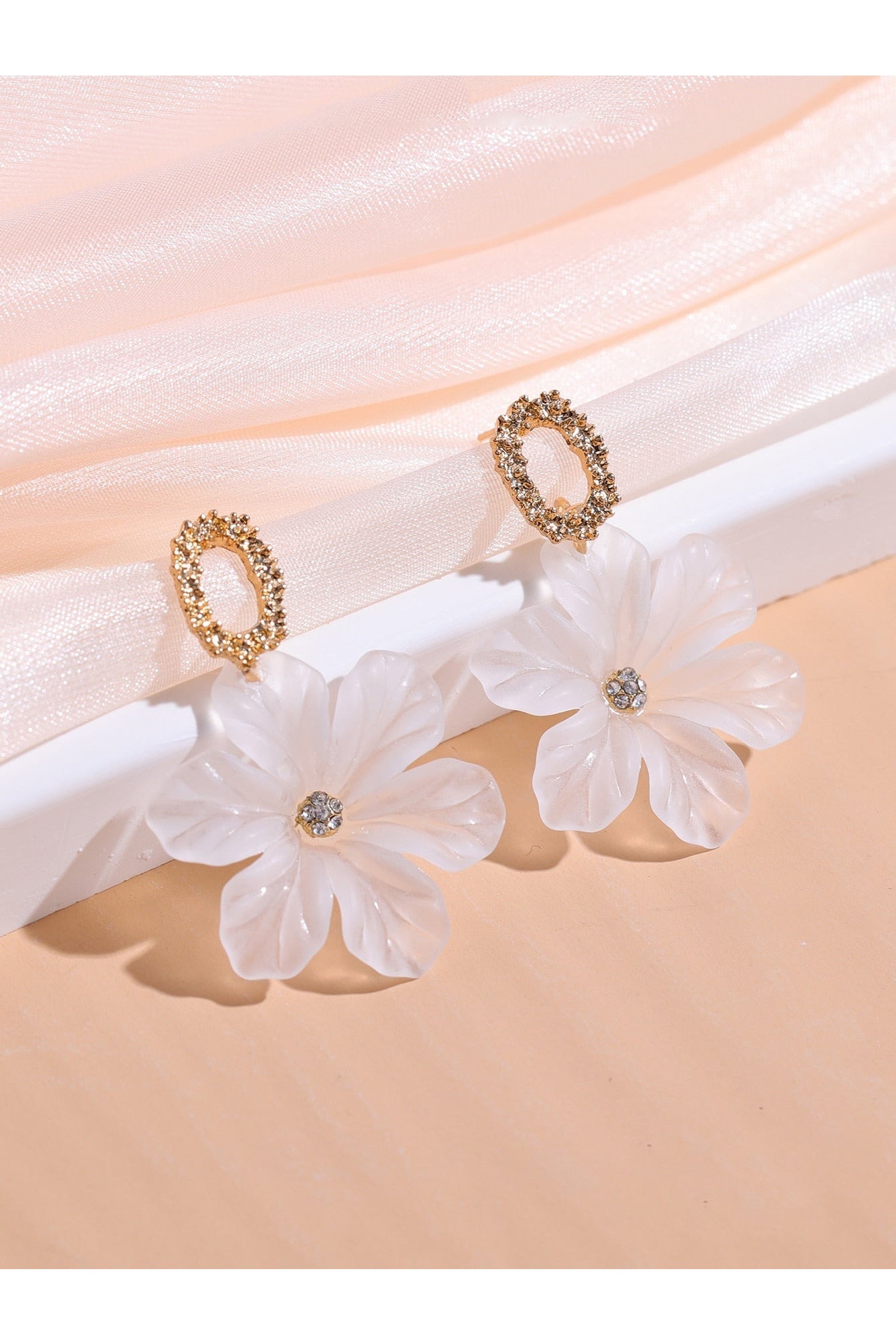 Buy Shein Rhinestone & Flower Decor Drop Earrings in Pakistan