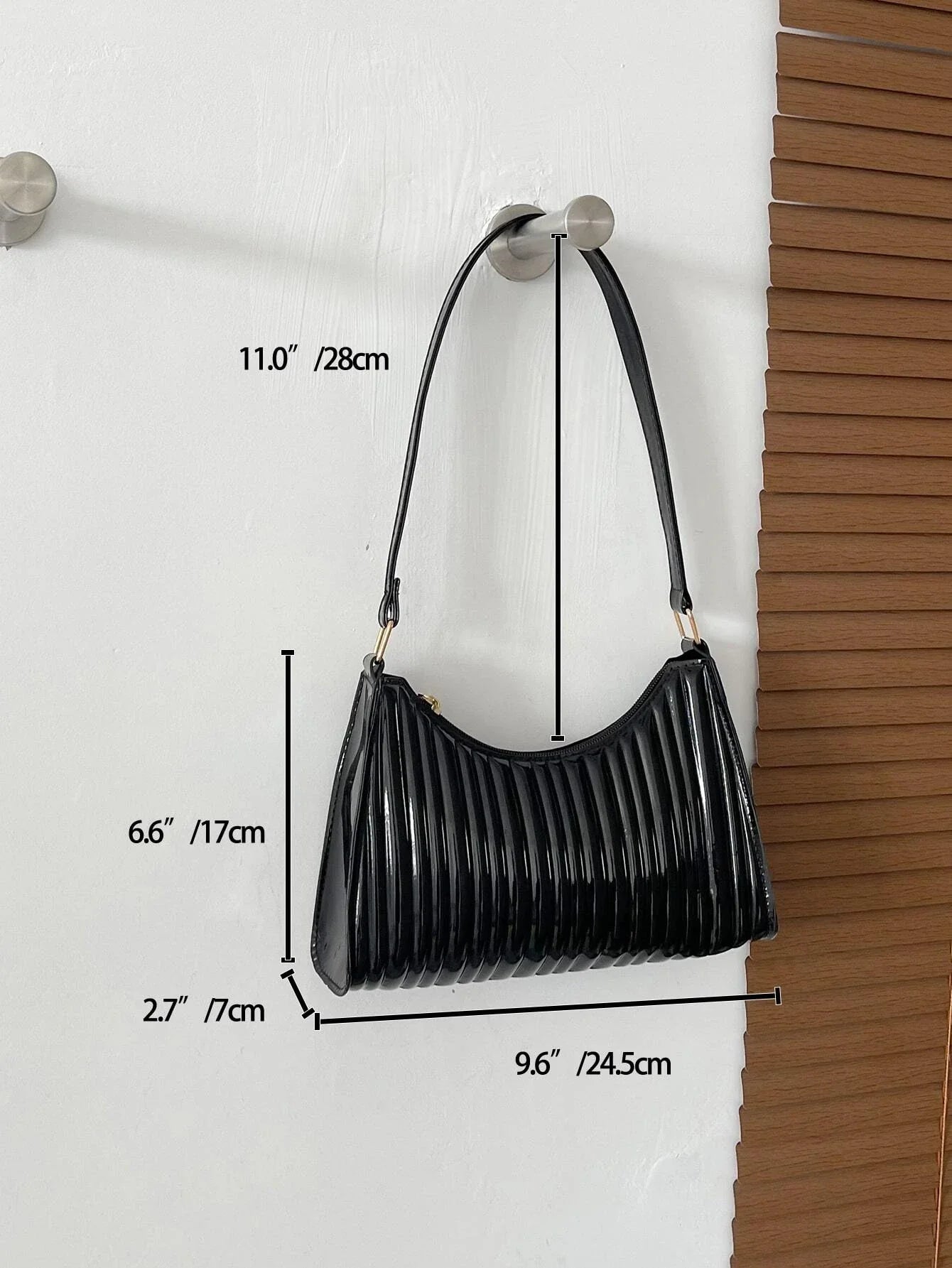Buy Shein Geometric Embossed Zipper Baguette Bag in Pakistan