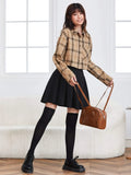 Buy Shein Ezwear Plaid Patched Pocket Drop Shoulder Crop Shirt in Pakistan