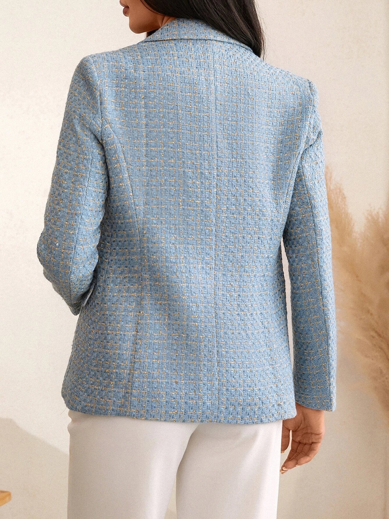 Buy Shein Plaid Print Double Breasted Blazer in Pakistan