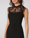 Buy Shein Bizwear Zip Back Contrast Lace Sleeveless Jumpsuit in Pakistan