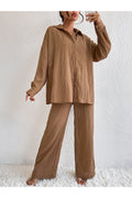 Buy Shein Solid Drop Shoulder Shirt & Wide Leg Pants - Small in Pakistan