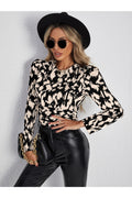 Buy Shein Allover Print Tie Back Gigot Sleeve Blouse - Small in Pakistan