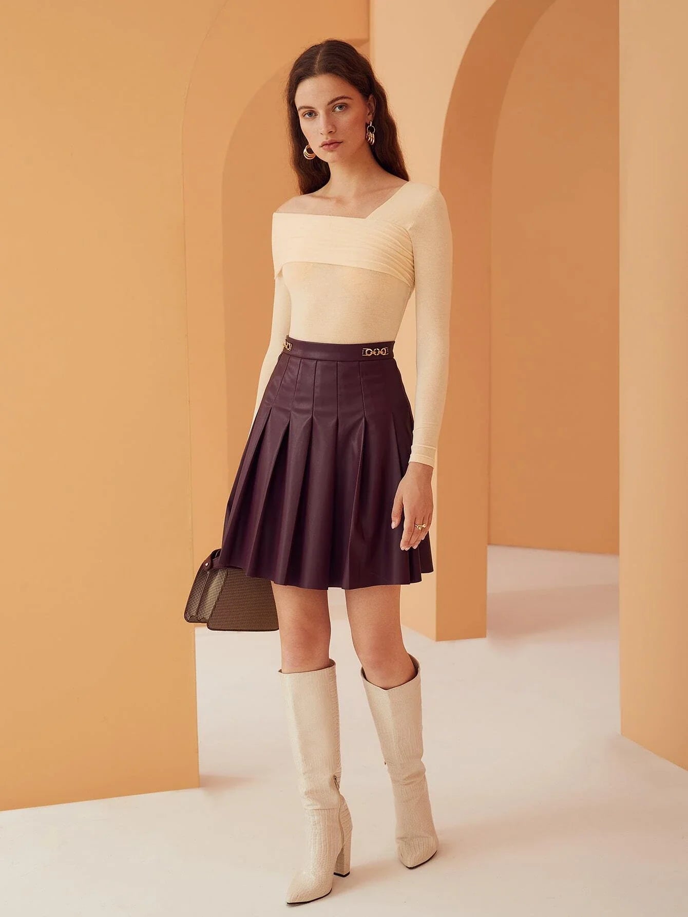 Buy Shein Bizwear Asymmetrical Neck Rib Knit Top in Pakistan