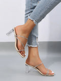 Buy Shein Women Rhinestone Decor Chunky Heeled Sandals in Pakistan