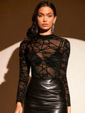 Buy Shein Bae Mock Neck Geo Mesh Top Without Bra in Pakistan