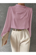 Buy Shein BIZwear Bishop Sleeve Draped Front Blouse - Small in Pakistan