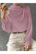 Buy Shein BIZwear Bishop Sleeve Draped Front Blouse - Small in Pakistan