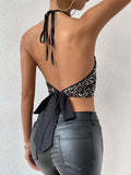 Buy Shein Open Back Crop Sequins Halter Top in Pakistan