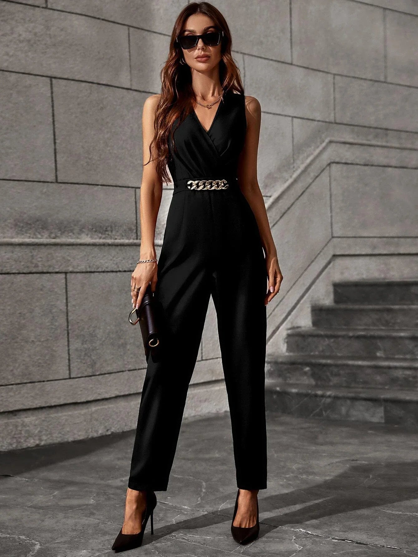 Buy Shein Solid Chain Detail Jumpsuit in Pakistan