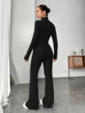 Buy Shein Ezwear Mock Neck Crop Tee & Flare Leg Pants in Pakistan