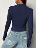 Buy Shein Unity Zip Front Thumb Hole Crop Tee in Pakistan