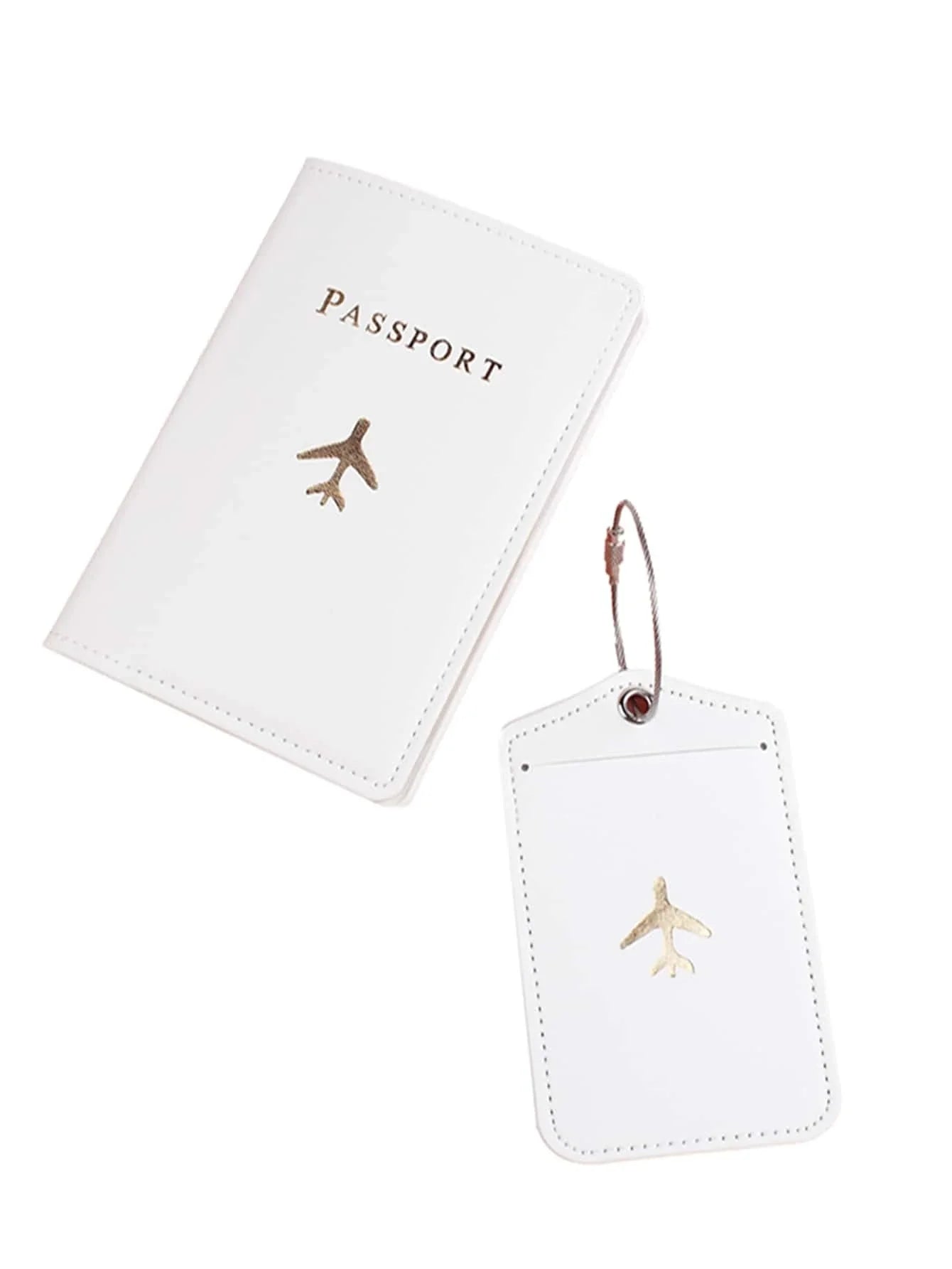 Buy Shein Plane & Letter Graphic Passport Case With Luggage Tag in Pakistan