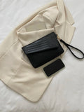 Buy Shein Crocodile Embossed Flap Square Bag With Wristlet in Pakistan