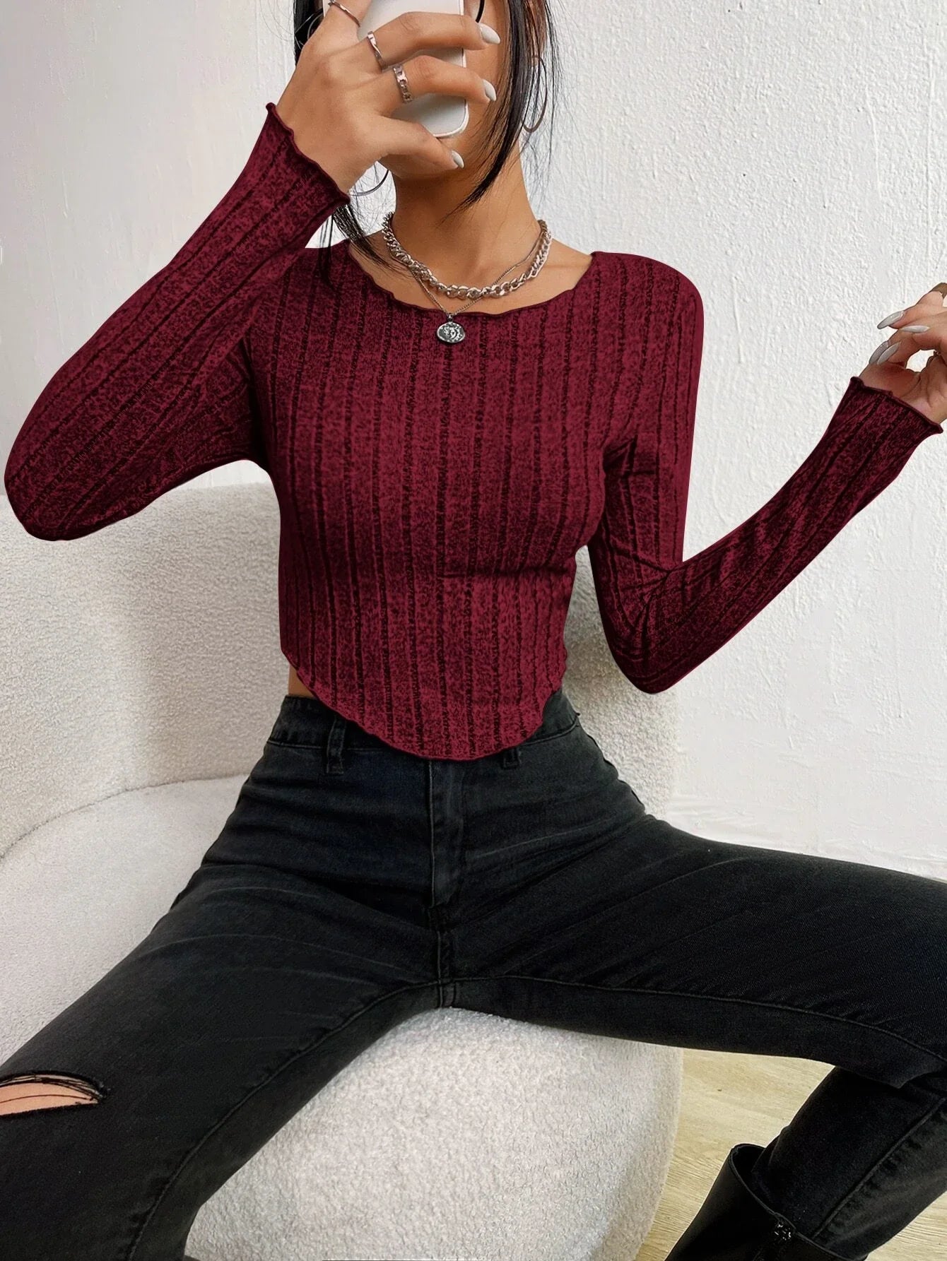 Buy Shein Ezwear Asymmetrical Hem Crop Tee in Pakistan