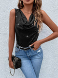 Buy Shein Draped Collar Sequin Blouse in Pakistan
