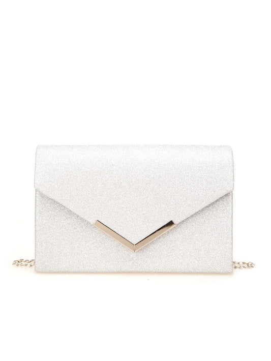 Buy Shein Glitter Metal Decor Flap Square Bag in Pakistan