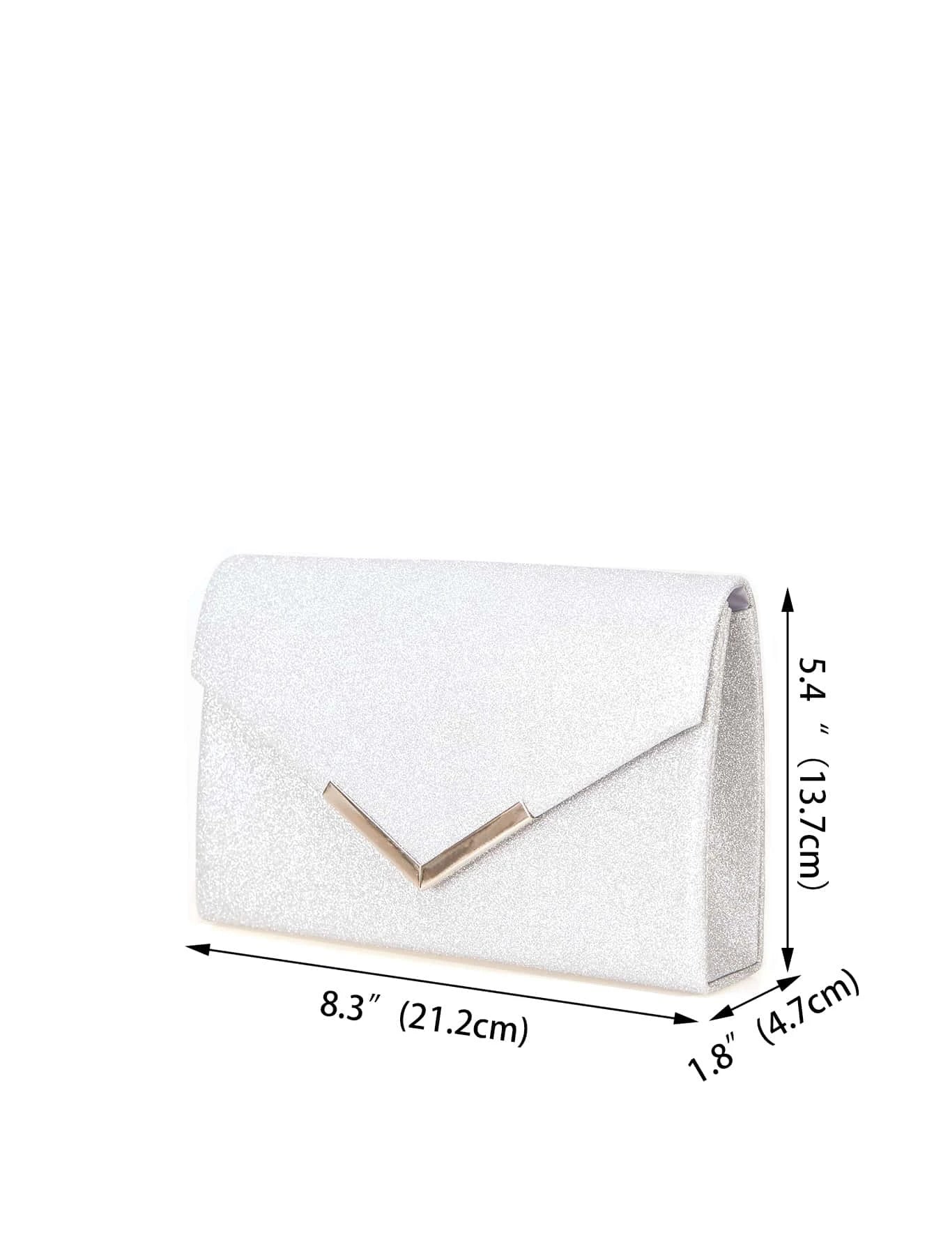 Buy Shein Glitter Metal Decor Flap Square Bag in Pakistan