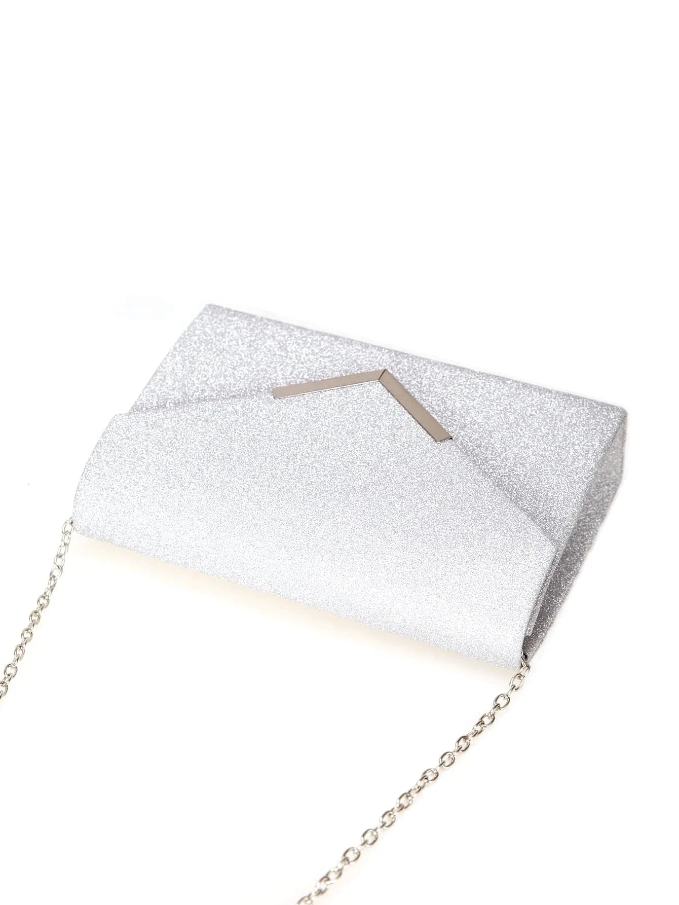 Buy Shein Glitter Metal Decor Flap Square Bag in Pakistan