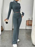 Buy Shein Ezwear Mock Neck Crop Tee & Flare Leg Pants in Pakistan