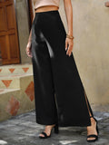 Buy Shein Emery Rose High Waist Split Thigh Wide Leg Pants in Pakistan