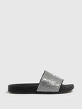 Buy Shein Cuccoo Trending Rhinestone Decor Single Band Slides in Pakistan