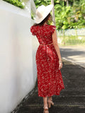 Buy Shein Emery Rose Floral Print Wrap Tie Back Top & Skirt in Pakistan