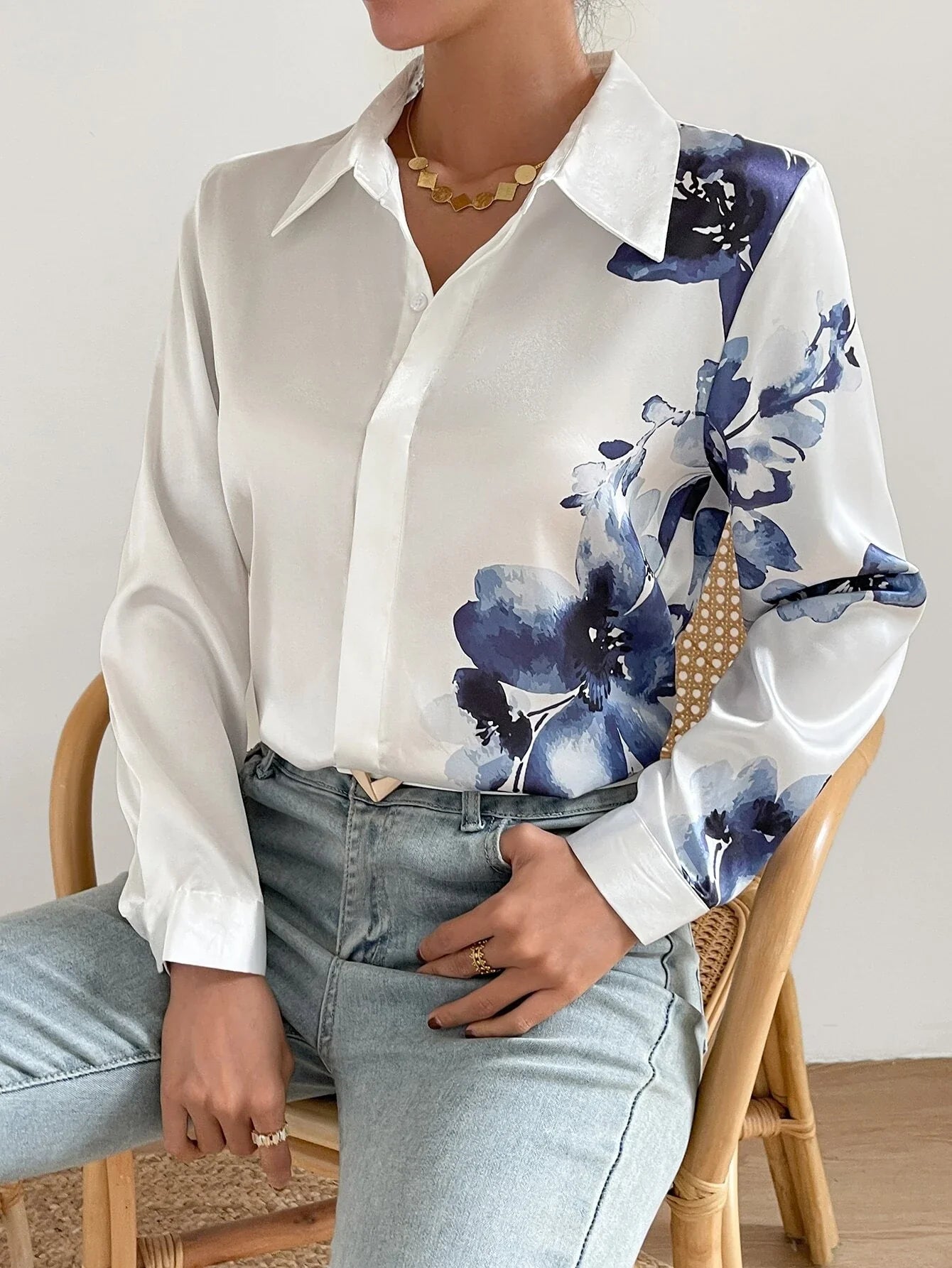 Buy Shein Floral Print Button Front Shirt in Pakistan