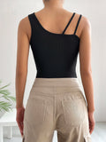 Buy Shein Ezwear Solid Asymmetrical Neck Bodysuit in Pakistan
