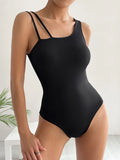 Buy Shein Ezwear Solid Asymmetrical Neck Bodysuit in Pakistan