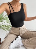 Buy Shein Ezwear Solid Asymmetrical Neck Bodysuit in Pakistan