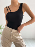 Buy Shein Ezwear Solid Asymmetrical Neck Bodysuit in Pakistan
