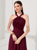 Buy Shein Modely Solid Halter Neck A Line Dress in Pakistan