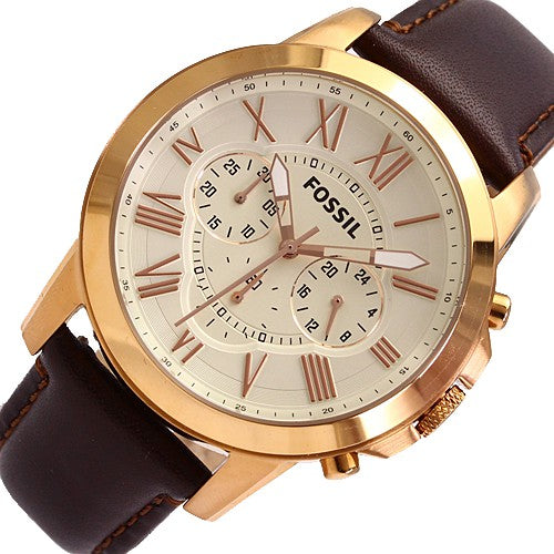 Buy Men's Chronograph Quartz Grant Brown Leather Strap White Dial 44Mm Watch in Pakistan