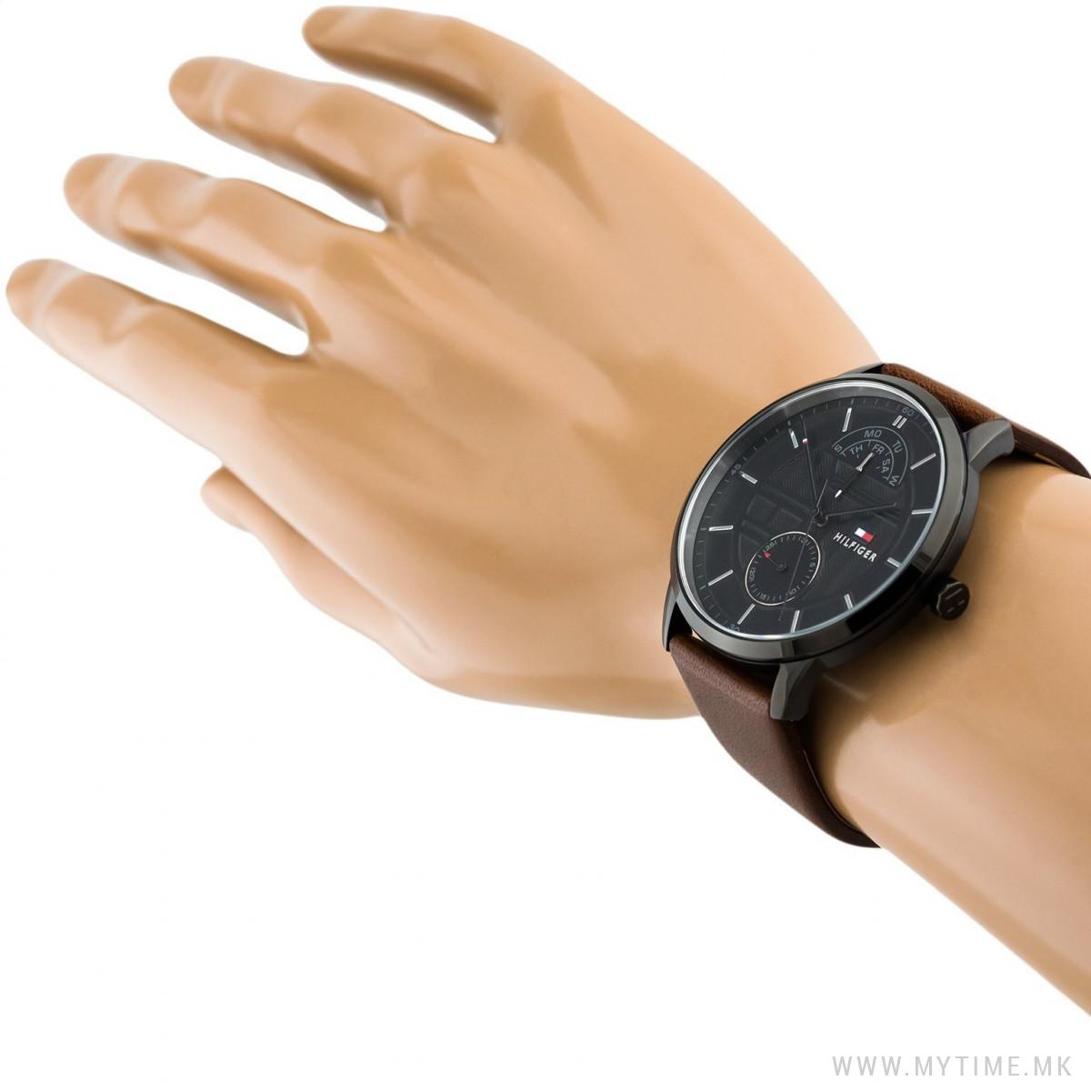 Buy Tommy Hilfiger Mens Quartz Leather Strap Black Dial 44mm Watch - 1791604 in Pakistan