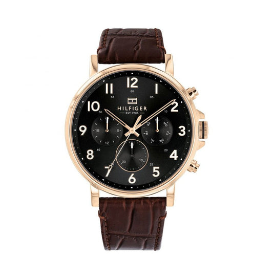 Buy Tommy Hilfiger Mens Quartz Brown Leather Strap Black Dial 45mm Watch - 1710379 in Pakistan