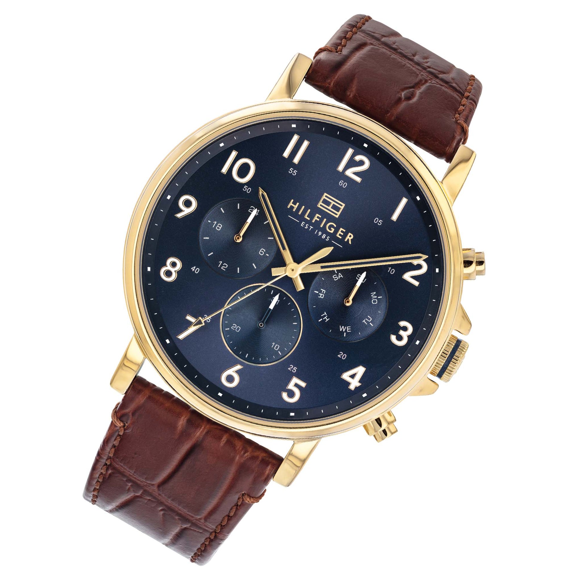 Buy Tommy Hilfiger Mens Quartz Blue Dial Leather Strap 46mm Watch - 1710380 in Pakistan