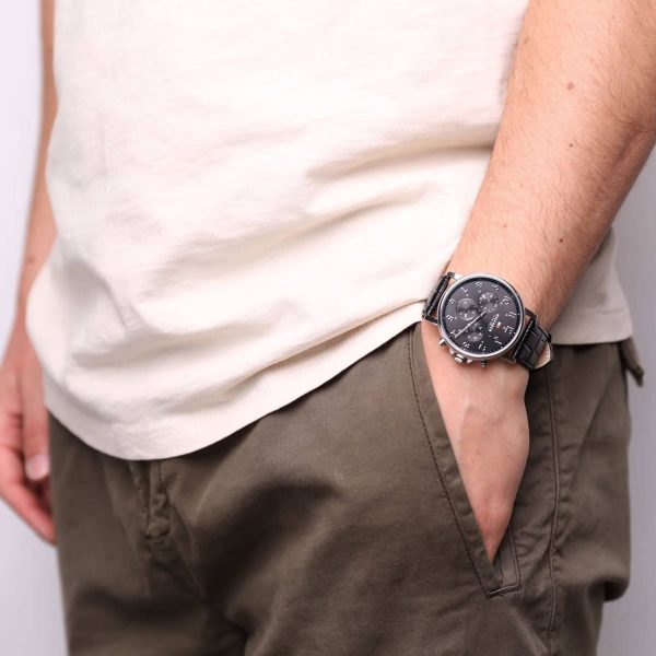 Buy Tommy Hilfiger Quartz Leather Strap Black Dial 46mm Watch for Men - 1710381 in Pakistan