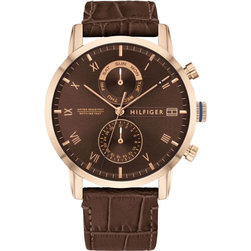 Buy Tommy Hilfiger Mens Quartz Leather Strap Brown Dial 44mm Watch - 1710400 in Pakistan