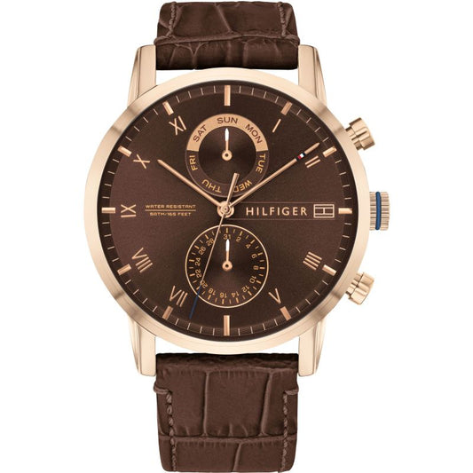 Buy Tommy Hilfiger Mens Quartz Leather Strap Brown Dial 44mm Watch - 1710400 in Pakistan