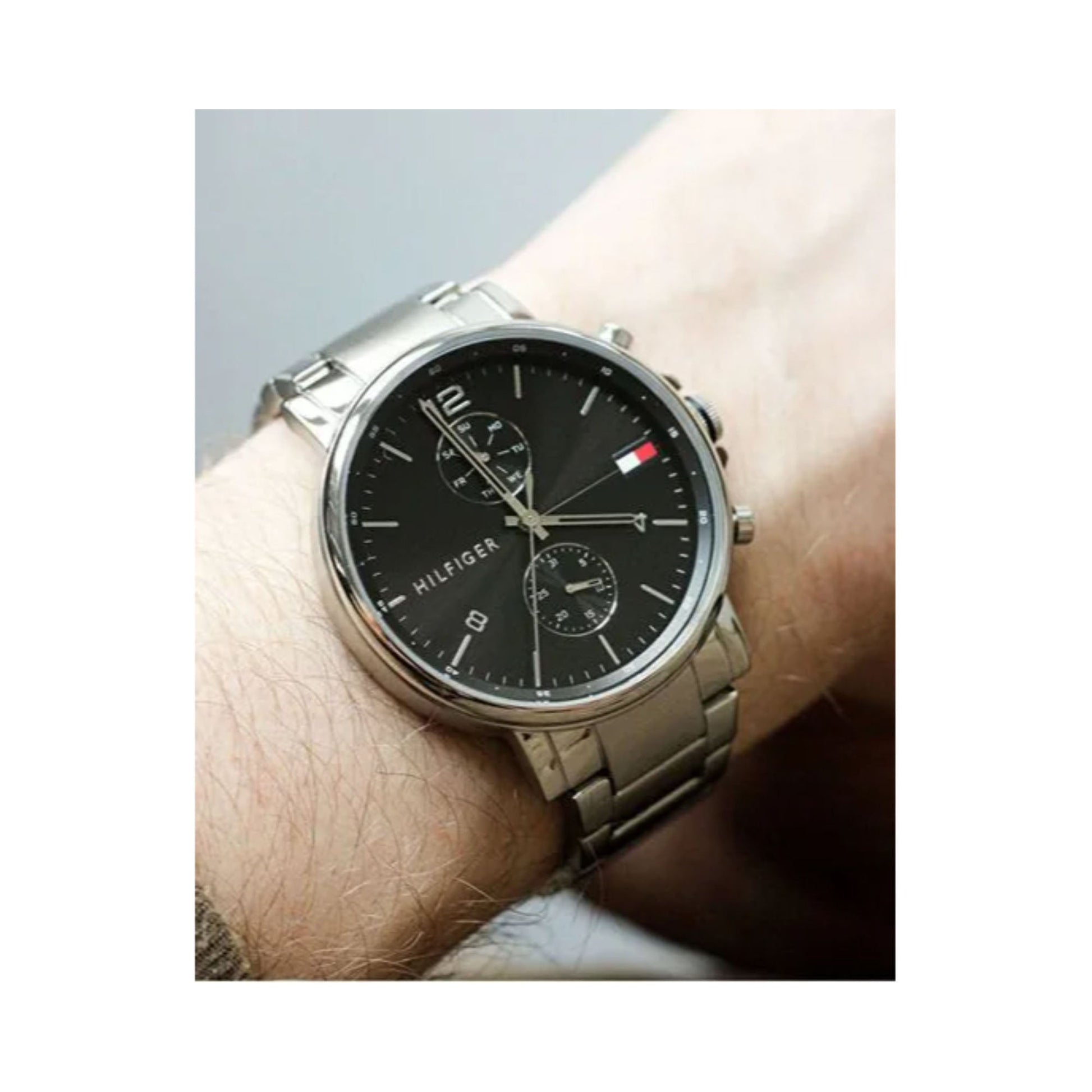 Buy Tommy Hilfiger Mens Quartz Silver Stainless Steel Black Dial 44mm Watch - 1710413 in Pakistan