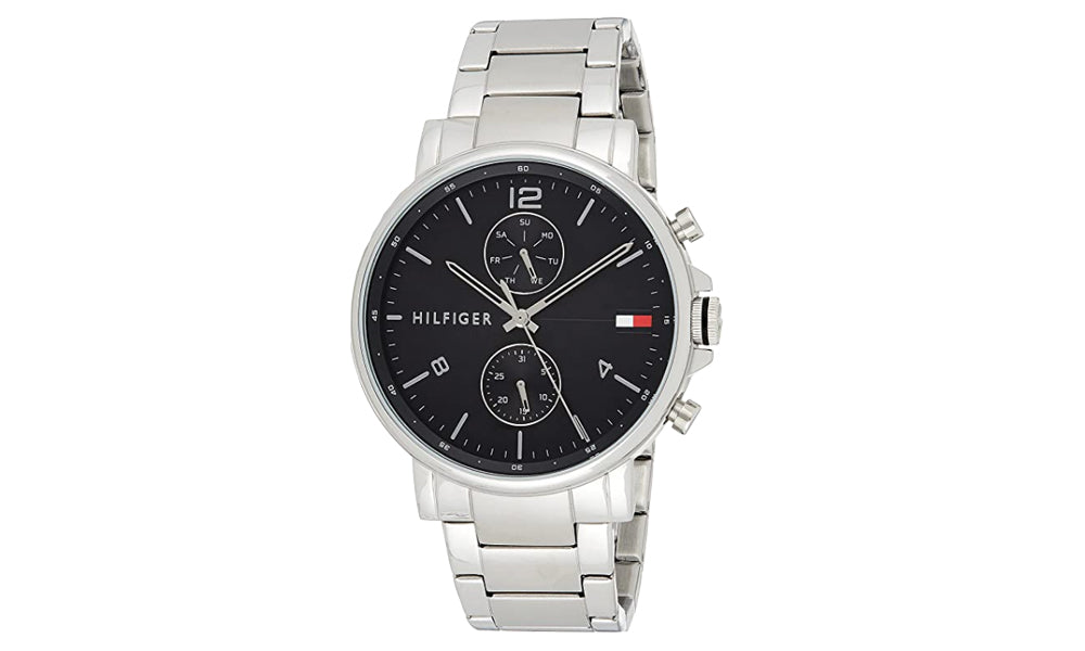 Buy Tommy Hilfiger Mens Quartz Silver Stainless Steel Black Dial 44mm Watch - 1710413 in Pakistan