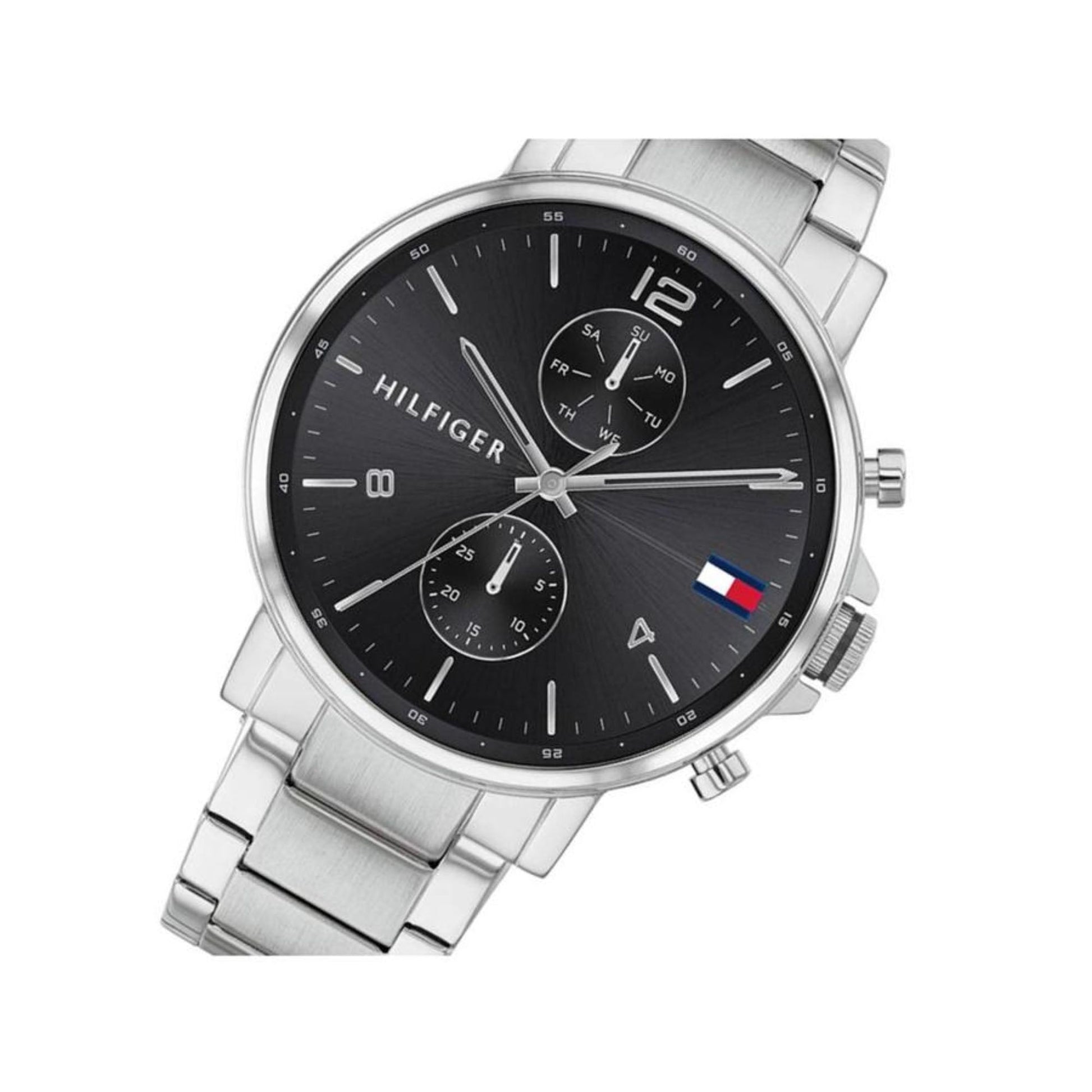 Buy Tommy Hilfiger Mens Quartz Silver Stainless Steel Black Dial 44mm Watch - 1710413 in Pakistan