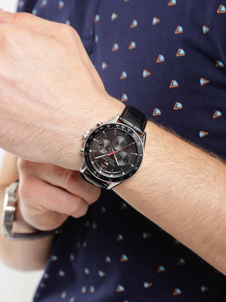Buy Tommy Hilfiger Quartz Leather Strap Black Dial 46mm Watch for Men - 1791117 in Pakistan