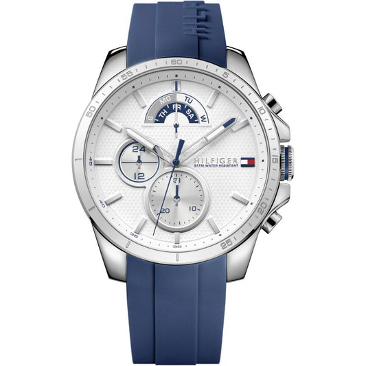 Buy Tommy Hilfiger Mens Quartz Blue Silicone Strap White Dial 46mm Watch - 1791349 in Pakistan