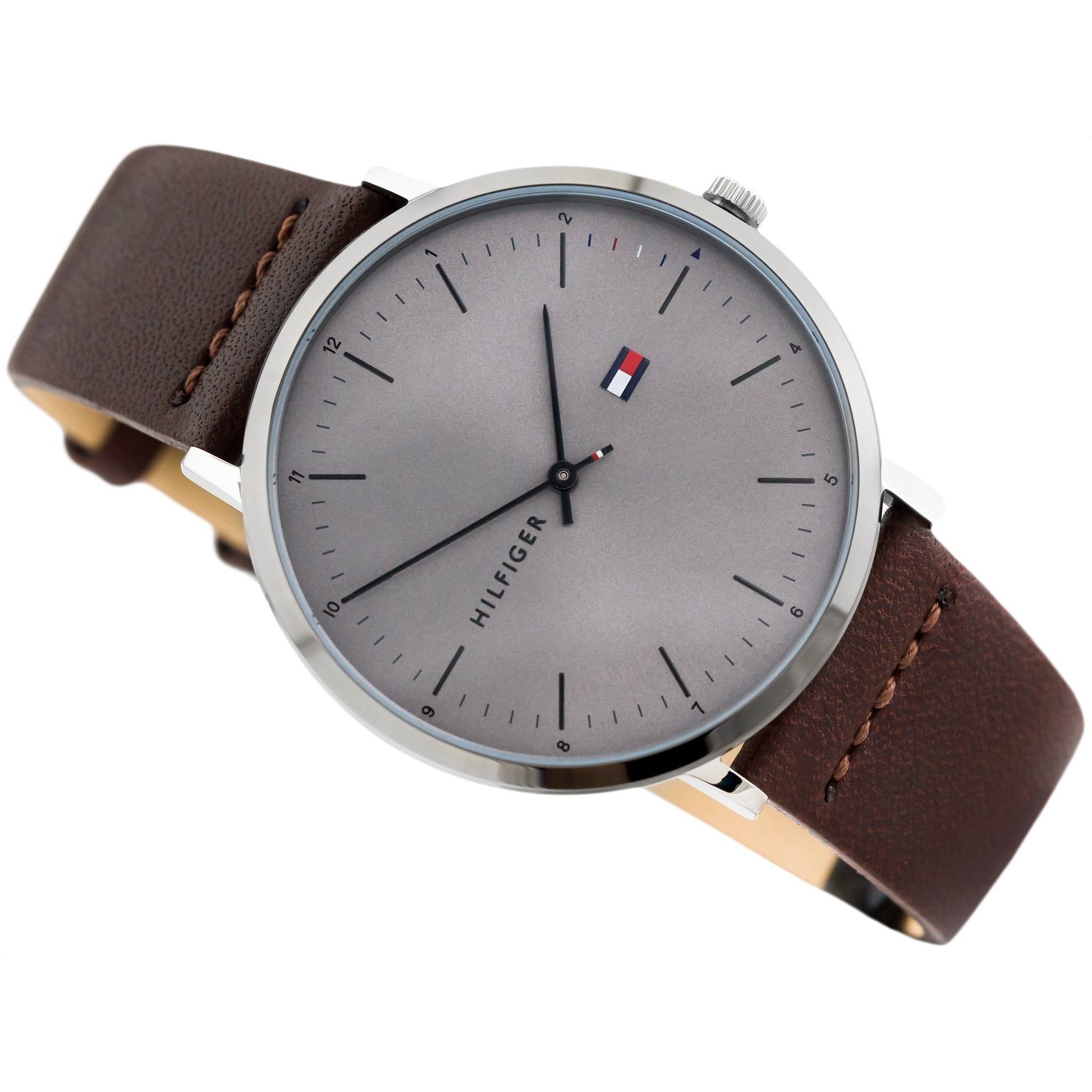Buy Tommy Hilfiger Quartz Brown Leather Strap Silver Dial 40mm Watch for Men - 1791463 in Pakistan