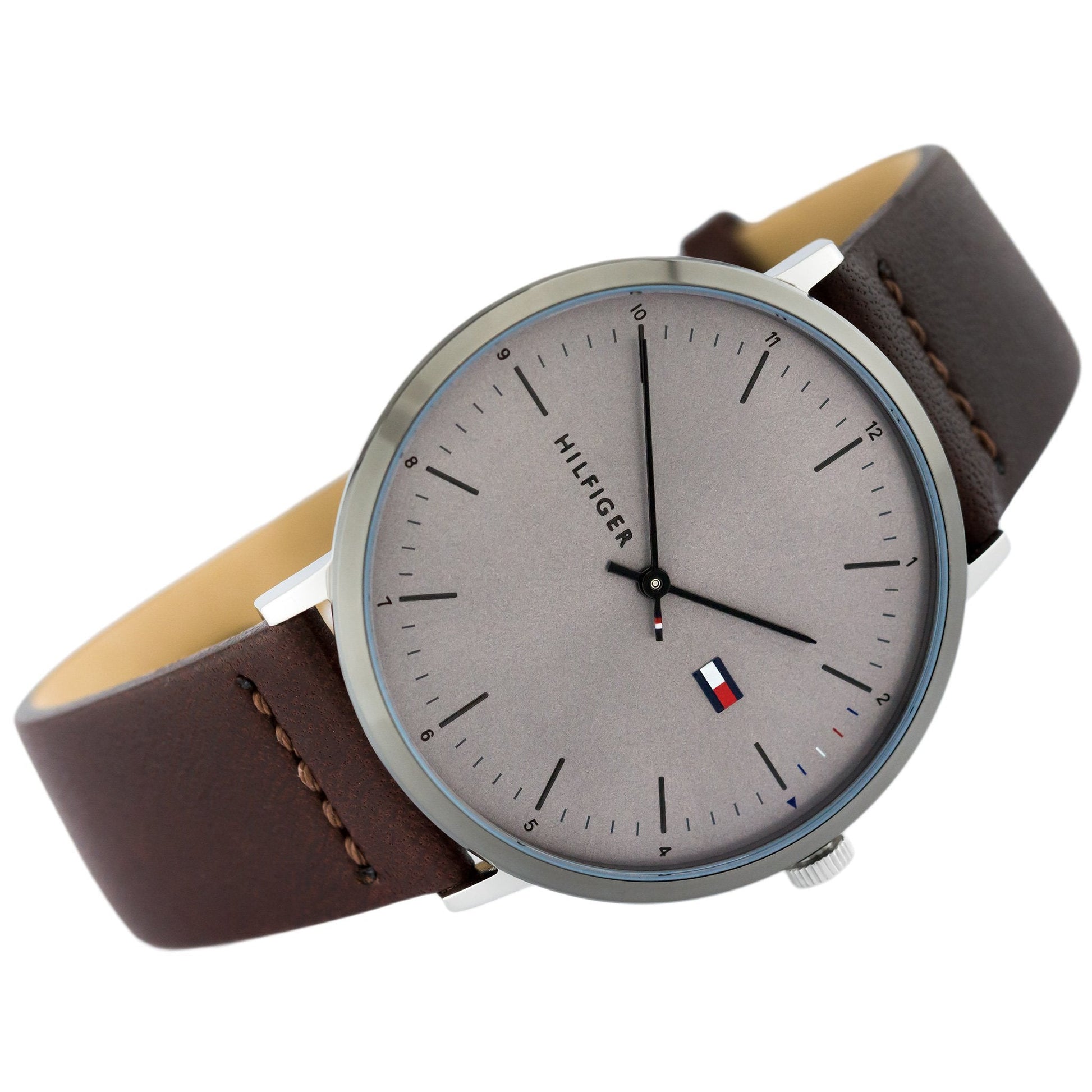 Buy Tommy Hilfiger Quartz Brown Leather Strap Silver Dial 40mm Watch for Men - 1791463 in Pakistan