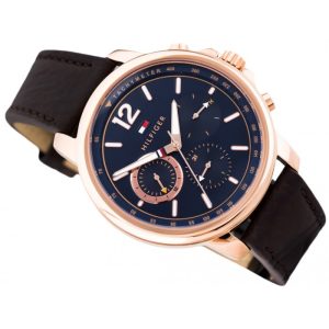 Buy Tommy Hilfiger Quartz Brown Leather Strap Blue Dial 46mm Watch for Men - 1791532 in Pakistan