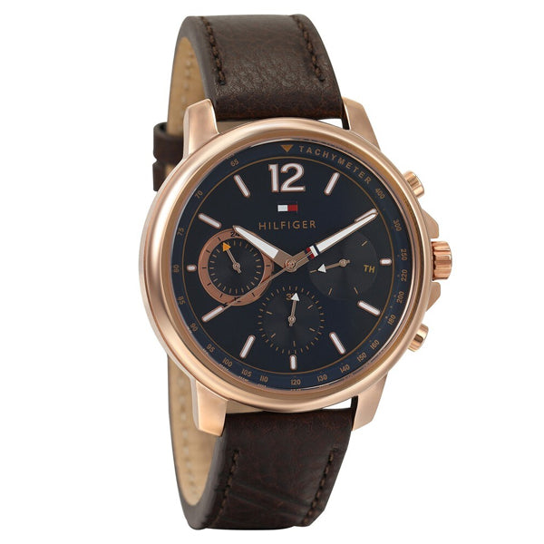 Buy Tommy Hilfiger Quartz Brown Leather Strap Blue Dial 46mm Watch for Men - 1791532 in Pakistan