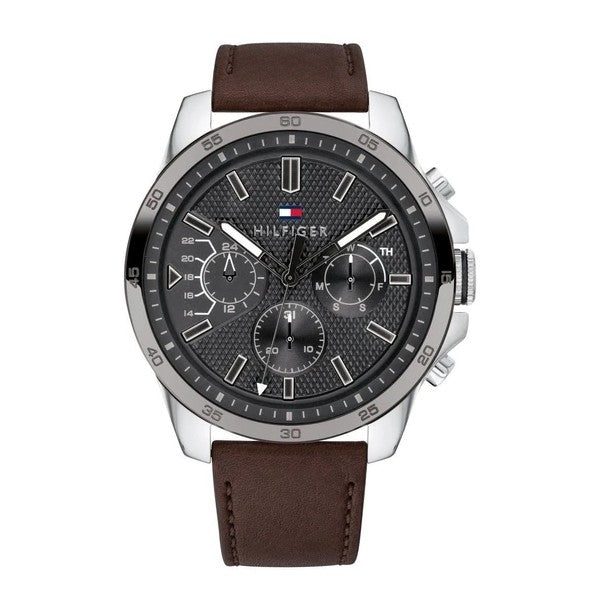 Buy Tommy Hilfiger Mens Quartz Leather Strap Grey Dial 48mm Watch - 1791562 in Pakistan